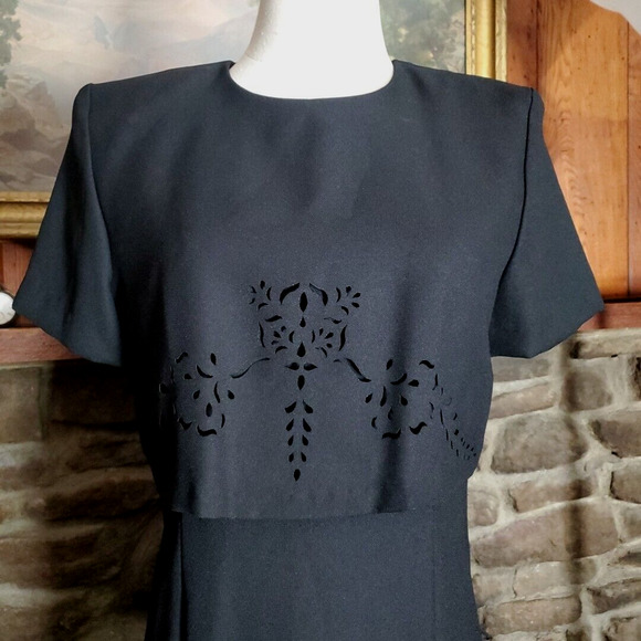 80's Vintage RJ & CO Women’s Long Dress BLACK FORMAL GOWN Long Leg Slit 8P - Picture 2 of 10